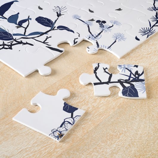 Blauwe bloemen legpuzzel (Zijkant)