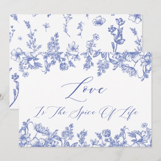 Blauwe Bloemen Liefde is het Kruid van het Leven Kaart (Voorkant / Achterkant)