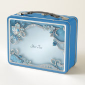 Blauwe  Bloemen Lunchbox (Achterkant)