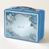 Blauwe  Bloemen Lunchbox (Voorkant)