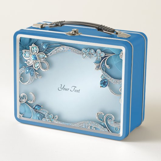 Blauwe  Bloemen Lunchbox (Voorkant)