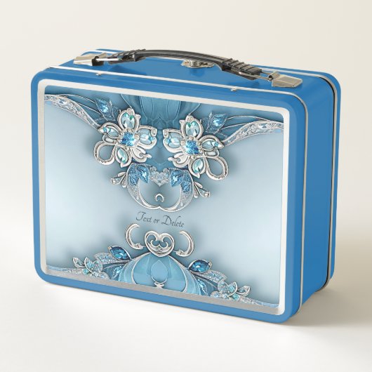 Blauwe Bloemen Lunchbox (Achterkant)