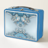Blauwe Bloemen Lunchbox (Voorkant)