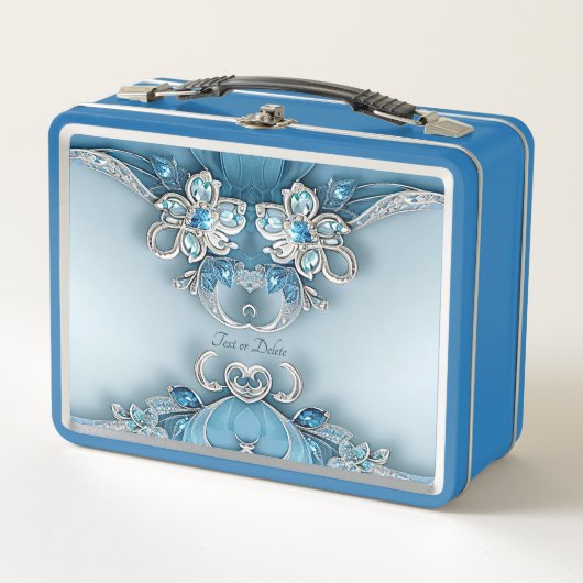 Blauwe  Bloemen Lunchbox (Voorkant)