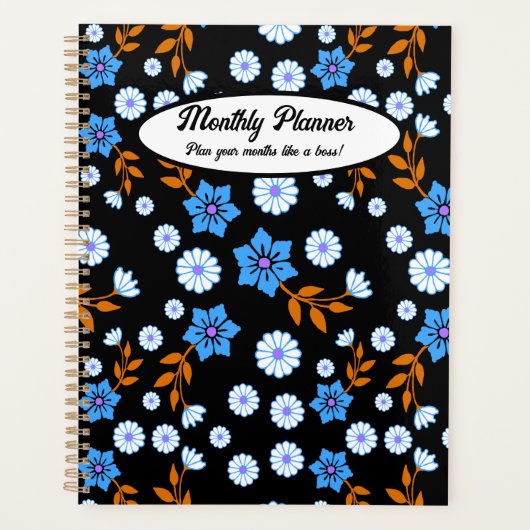 Blauwe Bloemen Maandelijkse Planner (Voorkant)