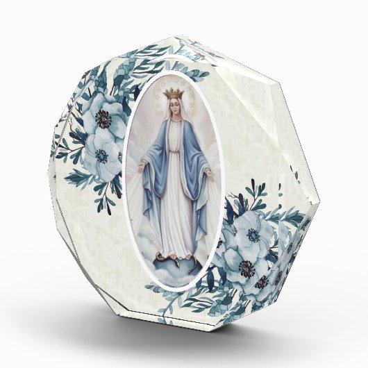 Blauwe Bloemen|Madonna | Maagdelijke Mary | Kant Fotoblokken (Rechts)