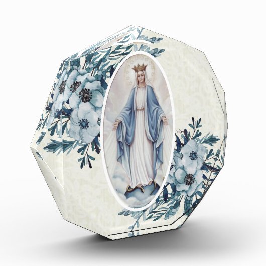 Blauwe Bloemen|Madonna | Maagdelijke Mary | Kant Fotoblokken (Links)