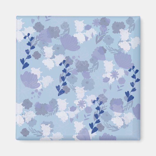 Blauwe Bloemen Magneet (Voorkant)