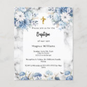 Blauwe bloemen marmeren boog doop uitnodiging (Voorkant)