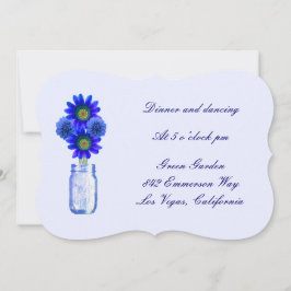 Blauwe Bloemen Mason Jar Ontvangstkaart Kaart