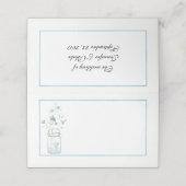 Blauwe Bloemen Mason Jar Wedding Gevouwen Plaats K Plaatskaartje (Buitenkant ongevouwen)