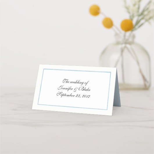 Blauwe Bloemen Mason Jar Wedding Gevouwen Plaats K Plaatskaartje (Achterkant)