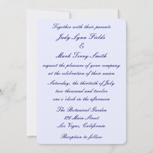 Blauwe Bloemen Mason Jars Bruiloft uitnodiging (Achterkant)