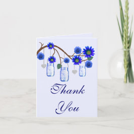 Blauwe bloemen Mason Jars Dank je kaart