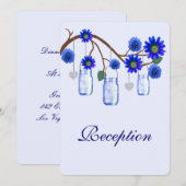 Blauwe Bloemen Mason Jars Ontvangstkaart Kaart (Voorkant / Achterkant)