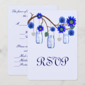 Blauwe Bloemen Mason Poten Reactiekaart Kaart (Voorkant / Achterkant)