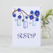 Blauwe Bloemen Mason Poten Reactiekaart Kaart (Staand voorkant)