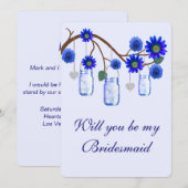 Blauwe Bloemen Mason Potten Bruidsmeisje Kaart (Voorkant / Achterkant)