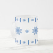 Blauwe bloemen matglas koffiemok (Voorkant links)