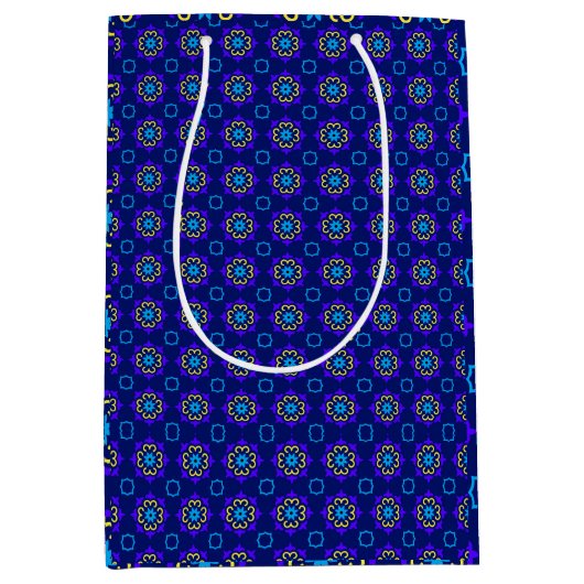 blauwe bloemen medium cadeauzakje (Voorkant)