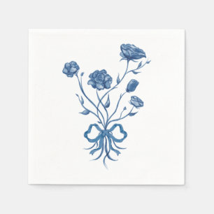 Blauwe bloemen met boogpapier servetten