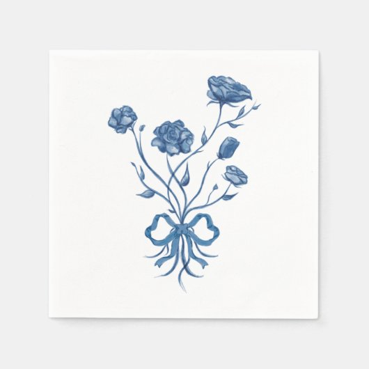 Blauwe bloemen met boogpapier servetten (Voorkant)