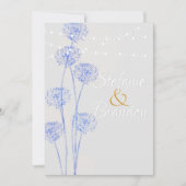 Blauwe bloemen met cirkels (lichtgrijs) kaart (Voorkant)