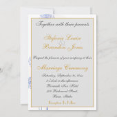 Blauwe bloemen met cirkels (lichtgrijs) kaart (Achterkant)