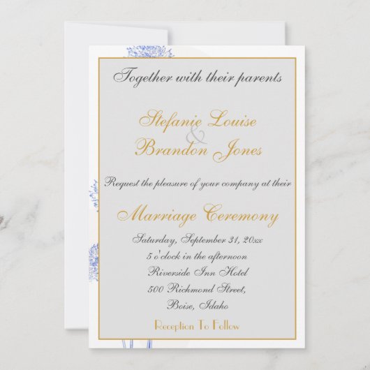 Blauwe bloemen met cirkels (lichtgrijs) kaart (Achterkant)