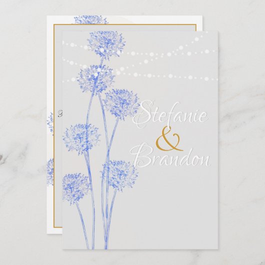 Blauwe bloemen met cirkels (lichtgrijs) kaart (Voorkant / Achterkant)