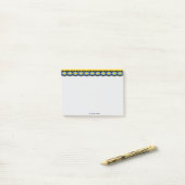 Blauwe Bloemen Met Gele & Zwarte Afwerking Post-it® Notes (Op bureau)