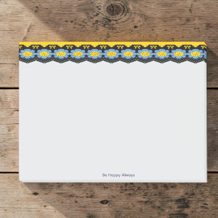 Blauwe Bloemen Met Gele & Zwarte Afwerking Post-it® Notes