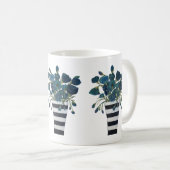 Blauwe bloemen met gestreepte Vase Fine Art Koffiemok (Voorkant rechts)
