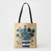 Blauwe bloemen met gestreepte Vase Fine Art Tote Bag (Voorkant)