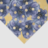 Blauwe bloemen met gouden Stippen Tissuepapier (Detail)