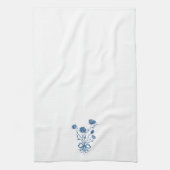Blauwe bloemen met strik keukenhanddoek (Verticaal)