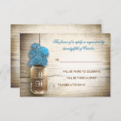 blauwe bloemen metselaar pot bruiloft RSVP kaarten (Voorkant / Achterkant)