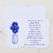 Blauwe Bloemen Metselwerk Pot Bruiloft Uitnodiging (Voorkant / Achterkant)