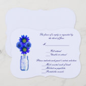 Blauwe Bloemen Metselwerk Pot Responskaart Kaart (Voorkant / Achterkant)