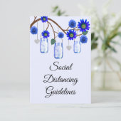 Blauwe Bloemen Metselwerk Pot Veiligheidsmaatregel Informatiekaartje (Staand voorkant)