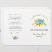 Blauwe bloemen modern bloemetjestrouwprogramma (Voorkant / Achterkant)