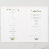 Blauwe bloemen modern bloemetjestrouwprogramma (Achterkant)