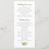 Blauwe bloemen modern bloemetjestrouwprogramma programmakaart (Achterkant)