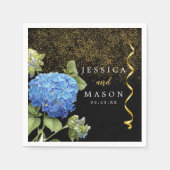 Blauwe bloemen Moderne bruiloft cocktail servetten (Voorkant)