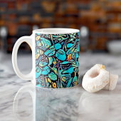 Blauwe Bloemen Moderne Kunst Cup Koffiemok