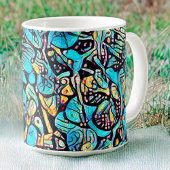 Blauwe Bloemen Moderne Kunst Cup Koffiemok