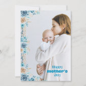 Blauwe bloemen moeder foto Holiday Kaart (Voorkant)