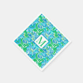 Blauwe Bloemen Monogram met Preppy Stijl Servet (Hoek)