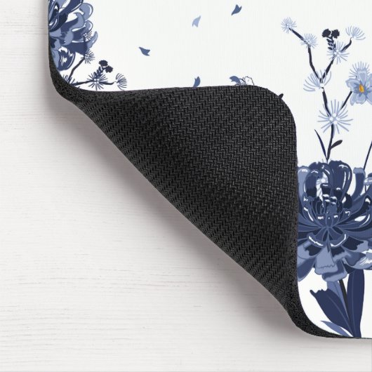 Blauwe bloemen muismat (Hoek)