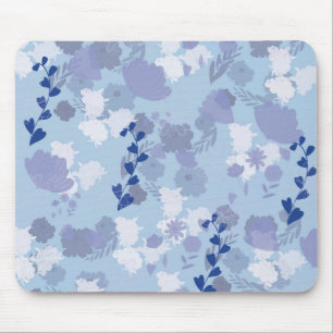 Blauwe bloemen muismat